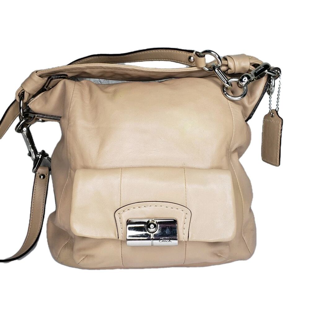 COACH Kristin Leather Large Shoulder Bag Tote Tan 14769 Crossbody Soft Pocket